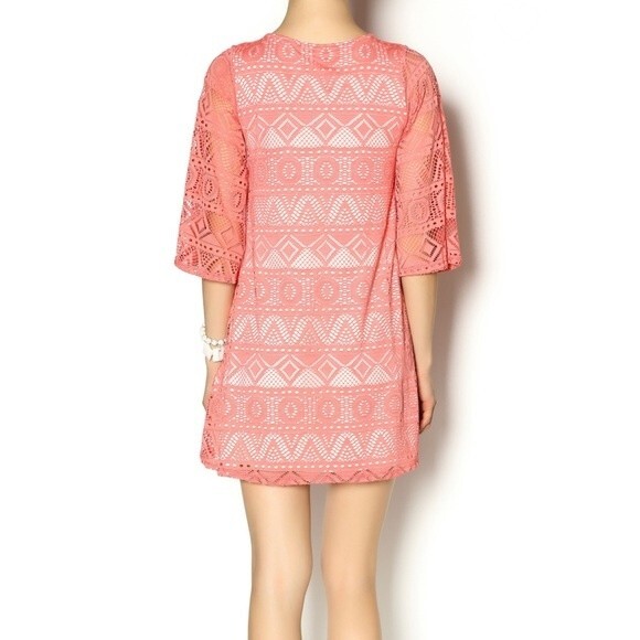 12PM by Mon Ami pink printed lace mini dress size large - Picture 4 of 7